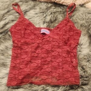 Elegant Red Lace Camisole Top